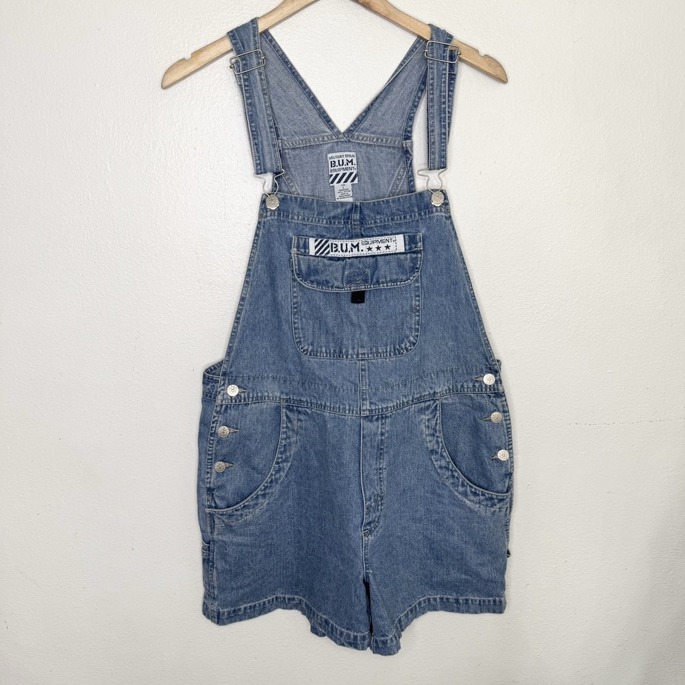 Vintage Y2K Bum Equipment Blue Denim Overalls Hammer Loop Grunge Women's Large